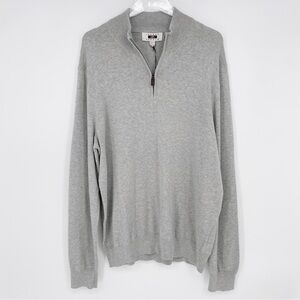 NWT Joseph Abboud Quarter Zip Sweater Grey Pima Cotton XL 0078